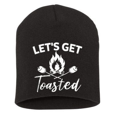 Let's Get Toasted Funny Camping Sarcastic Saying Short Acrylic Beanie