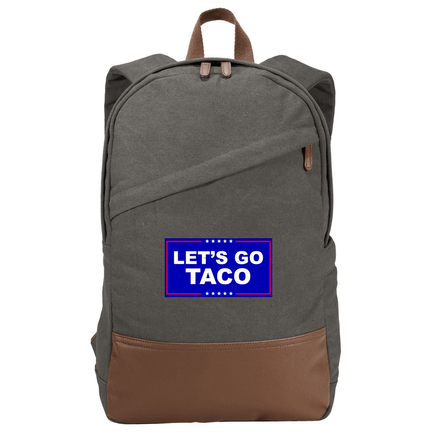 Let's Go Taco Trump Distressed Cotton Canvas Backpack