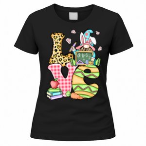 Love Gnome Teacher Easter Day Gift Leopard Women's T-Shirt