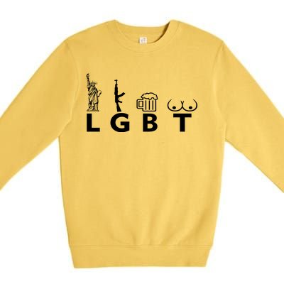 LGTB Lady Liberty Guns Beer Tits Funny Premium Crewneck Sweatshirt