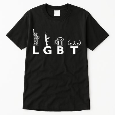 LGTB Lady Liberty Guns Beer Tits Funny Tall T-Shirt