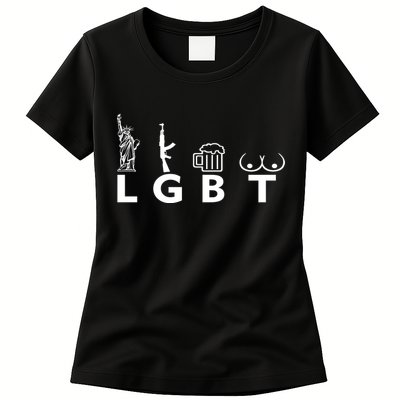 LGTB Lady Liberty Guns Beer Tits Funny Womens T-Shirt