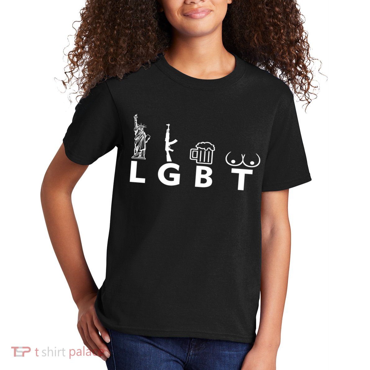 LGTB Lady Liberty Guns Beer Tits Funny Kids T-Shirt