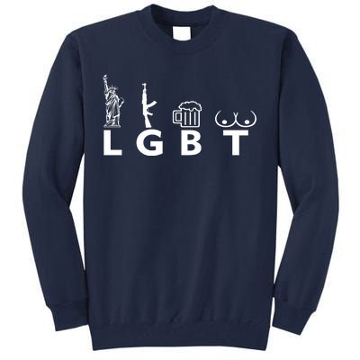 LGTB Lady Liberty Guns Beer Tits Funny Tall Sweatshirt