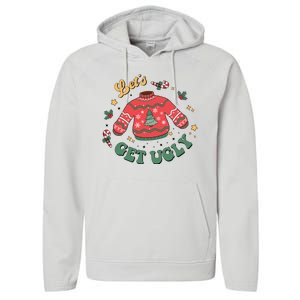 Lets Get Ugly Funny Christmas Performance Fleece Hoodie