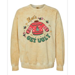 Lets Get Ugly Funny Christmas Colorblast Crewneck Sweatshirt