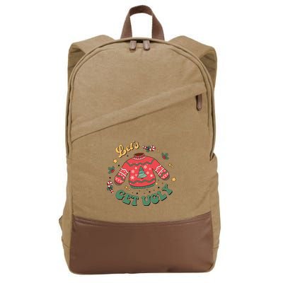 Lets Get Ugly Funny Christmas Cotton Canvas Backpack