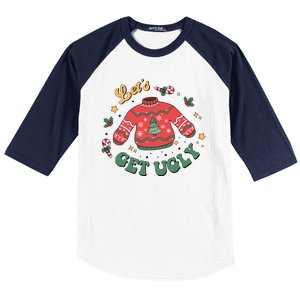 Lets Get Ugly Funny Christmas Baseball Sleeve Shirt