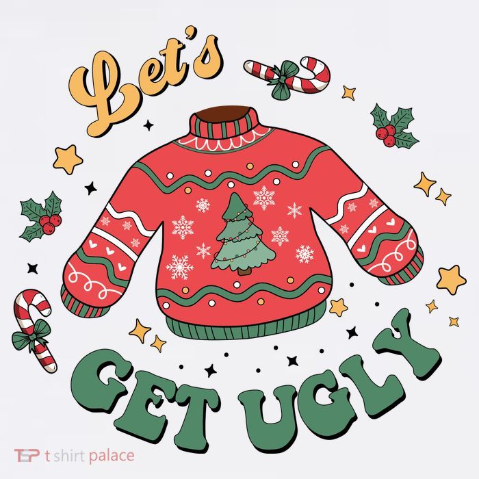 Lets Get Ugly Funny Christmas 11oz C Handle Ceramic Mug