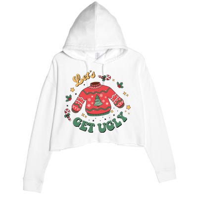 Lets Get Ugly Funny Christmas Crop Fleece Hoodie