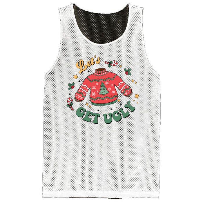 Lets Get Ugly Funny Christmas Mesh Reversible Basketball Jersey Tank