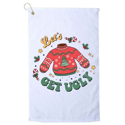 Lets Get Ugly Funny Christmas Golf Towel
