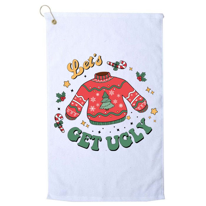 Lets Get Ugly Funny Christmas Golf Towel