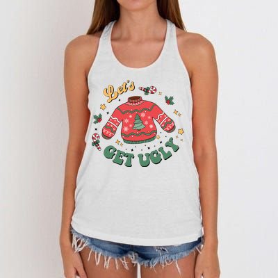 Lets Get Ugly Funny Christmas Women's Knotted Racerback Tank