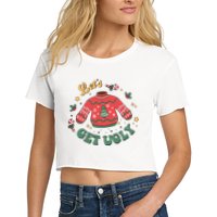 Lets Get Ugly Funny Christmas Women's Crop Top Tee