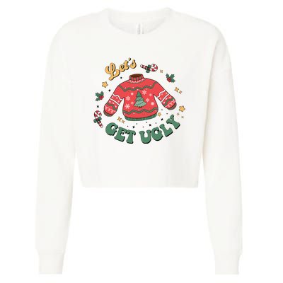 Lets Get Ugly Funny Christmas Cropped Pullover Crew