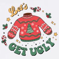 Lets Get Ugly Funny Christmas Wool Snapback Cap