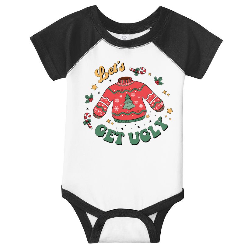 Lets Get Ugly Funny Christmas Infant Baby Jersey Bodysuit