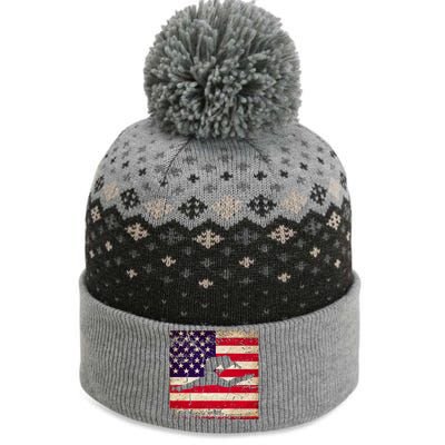 Ladies Gymnastics Usa American Flag Gift The Baniff Cuffed Pom Beanie