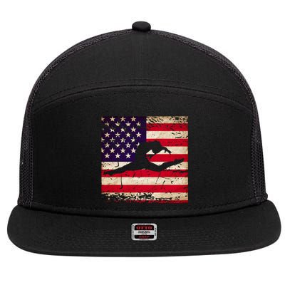 Ladies Gymnastics Usa American Flag Gift 7 Panel Mesh Trucker Snapback Hat