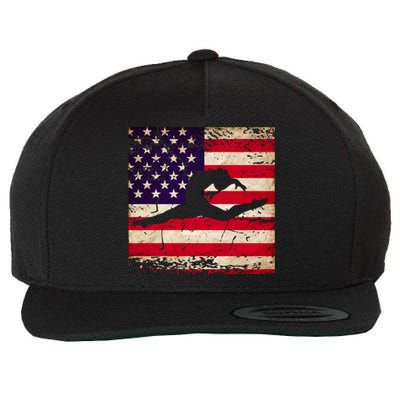 Ladies Gymnastics Usa American Flag Gift Wool Snapback Cap