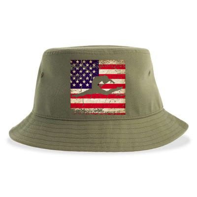 Ladies Gymnastics Usa American Flag Gift Sustainable Bucket Hat