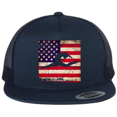 Ladies Gymnastics Usa American Flag Gift Flat Bill Trucker Hat