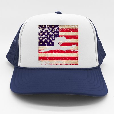 Ladies Gymnastics Usa American Flag Gift Trucker Hat