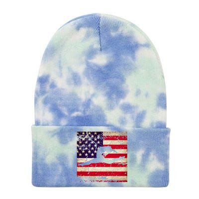 Ladies Gymnastics Usa American Flag Gift Tie Dye 12in Knit Beanie