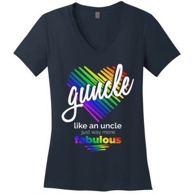 Lgbt Gay Uncle Guncle; Funny Uncle Women's V-Neck T-Shirt