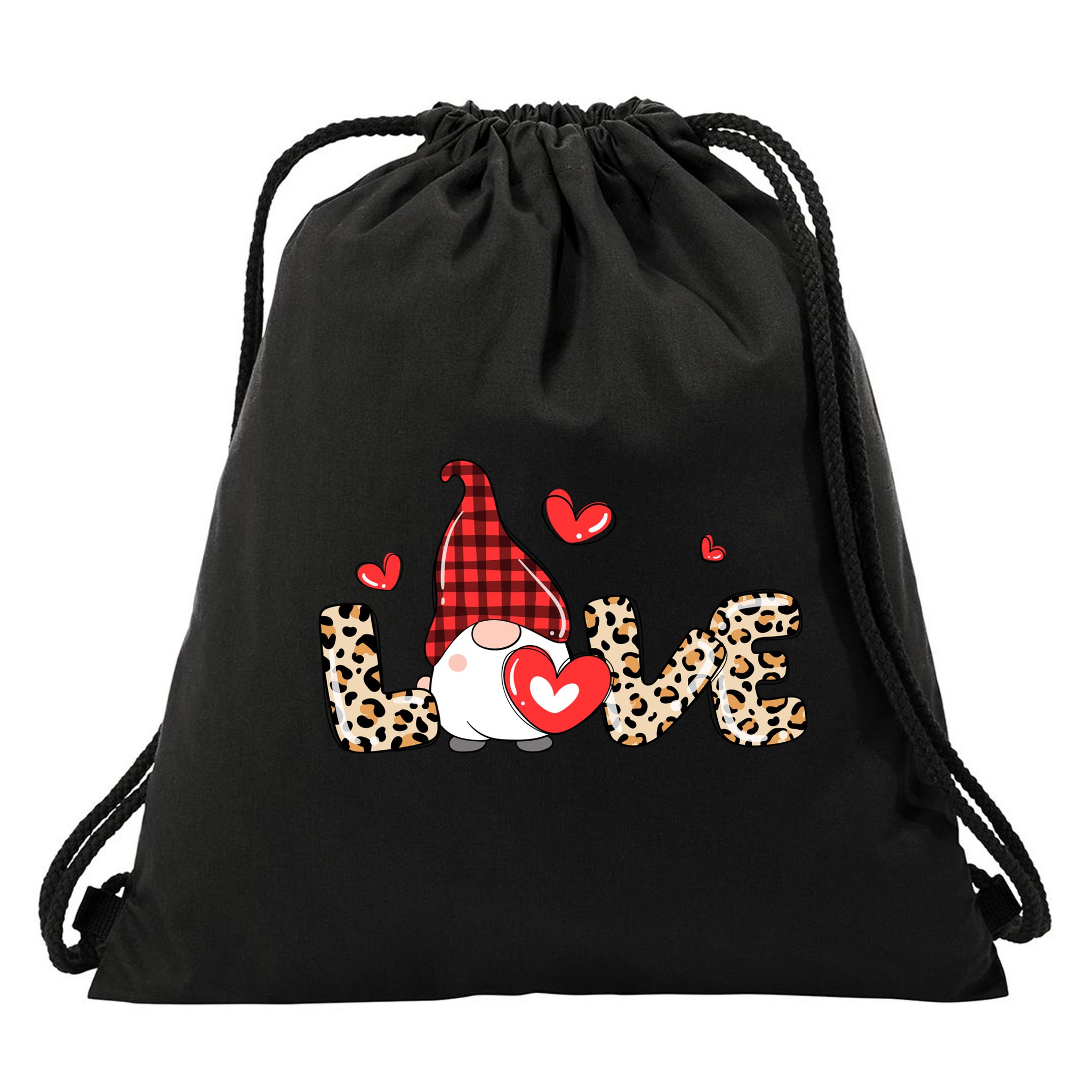 Love Gnome Valentines Day Drawstring Bag