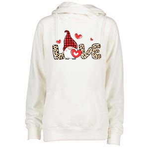 Love Gnome Valentines Day Womens Funnel Neck Pullover Hood