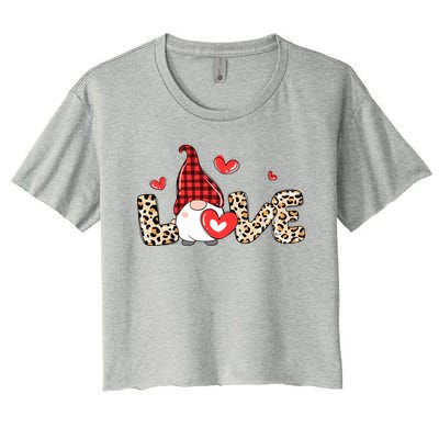 Love Gnome Valentines Day Women's Crop Top Tee