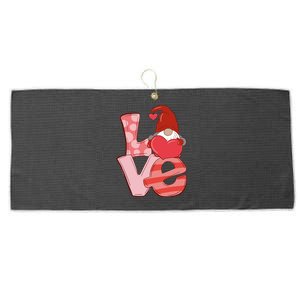 Love Gnome Valentines Day Cute Gift Large Microfiber Waffle Golf Towel