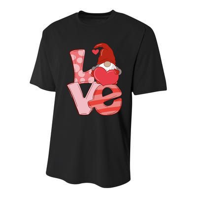 Love Gnome Valentines Day Cute Gift Youth Performance Sprint T-Shirt