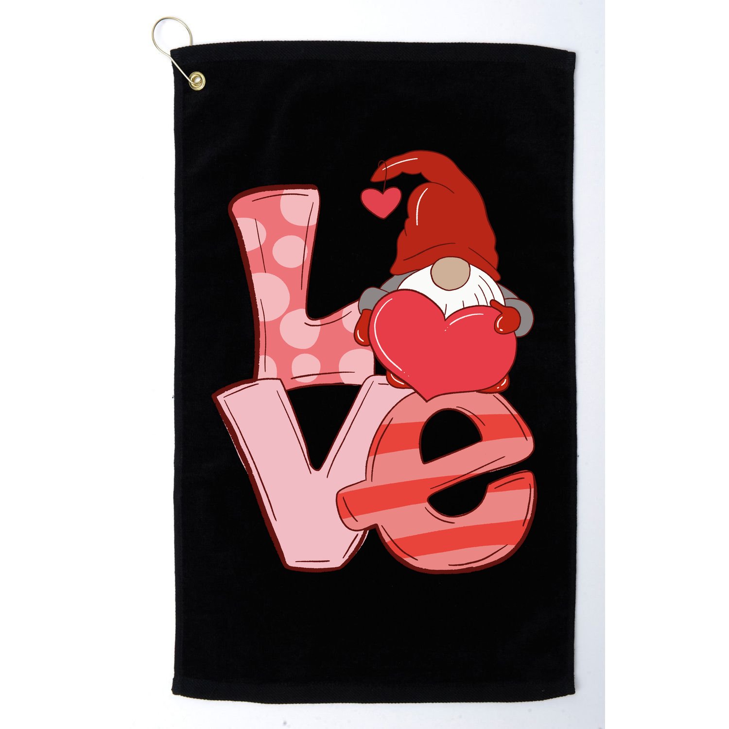 Love Gnome Valentines Day Cute Gift Golf Towel