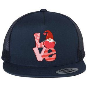 Love Gnome Valentines Day Cute Gift Flat Bill Trucker Hat