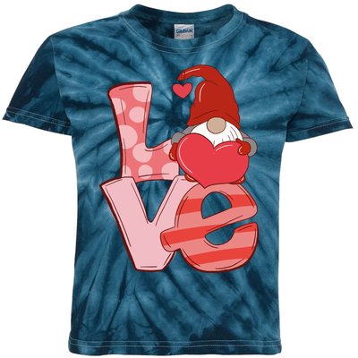 Love Gnome Valentines Day Cute Gift Kids Tie-Dye T-Shirt