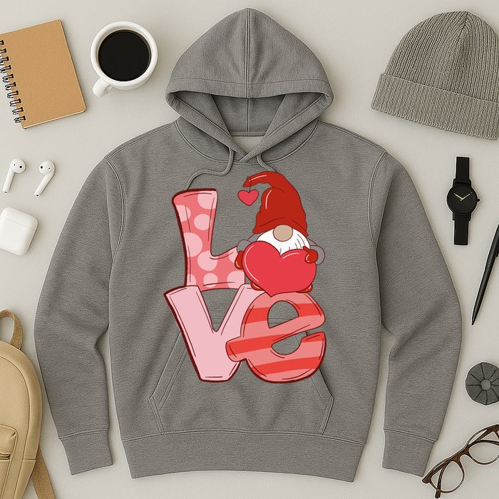Love Gnome Valentines Day Cute Gift Hoodie