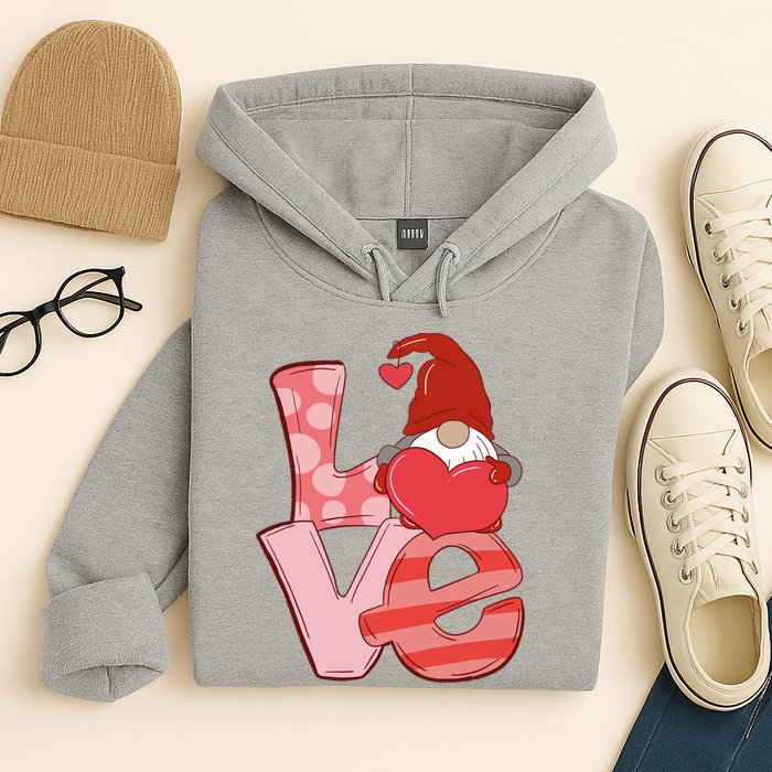 Love Gnome Valentines Day Cute Gift Hoodie