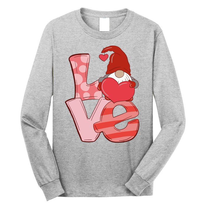 Love Gnome Valentines Day Cute Gift Long Sleeve Shirt