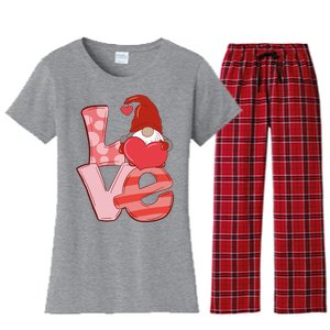 Love Gnome Valentines Day Cute Gift Women's Flannel Pajama Set