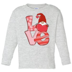 Love Gnome Valentines Day Cute Gift Toddler Long Sleeve Shirt