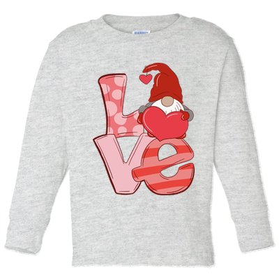 Love Gnome Valentines Day Cute Gift Toddler Long Sleeve Shirt
