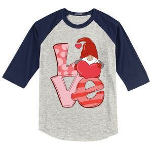 Love Gnome Valentines Day Cute Gift Kids Colorblock Raglan Jersey