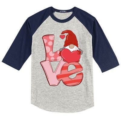 Love Gnome Valentines Day Cute Gift Kids Colorblock Raglan Jersey