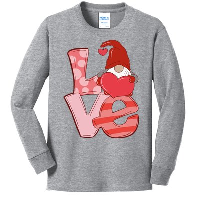 Love Gnome Valentines Day Cute Gift Kids Long Sleeve Shirt