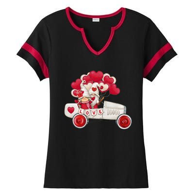 Love Gnome Valentines Day Heart Ladies Halftime Notch Neck Tee