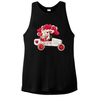 Love Gnome Valentines Day Heart Ladies PosiCharge Tri-Blend Wicking Tank