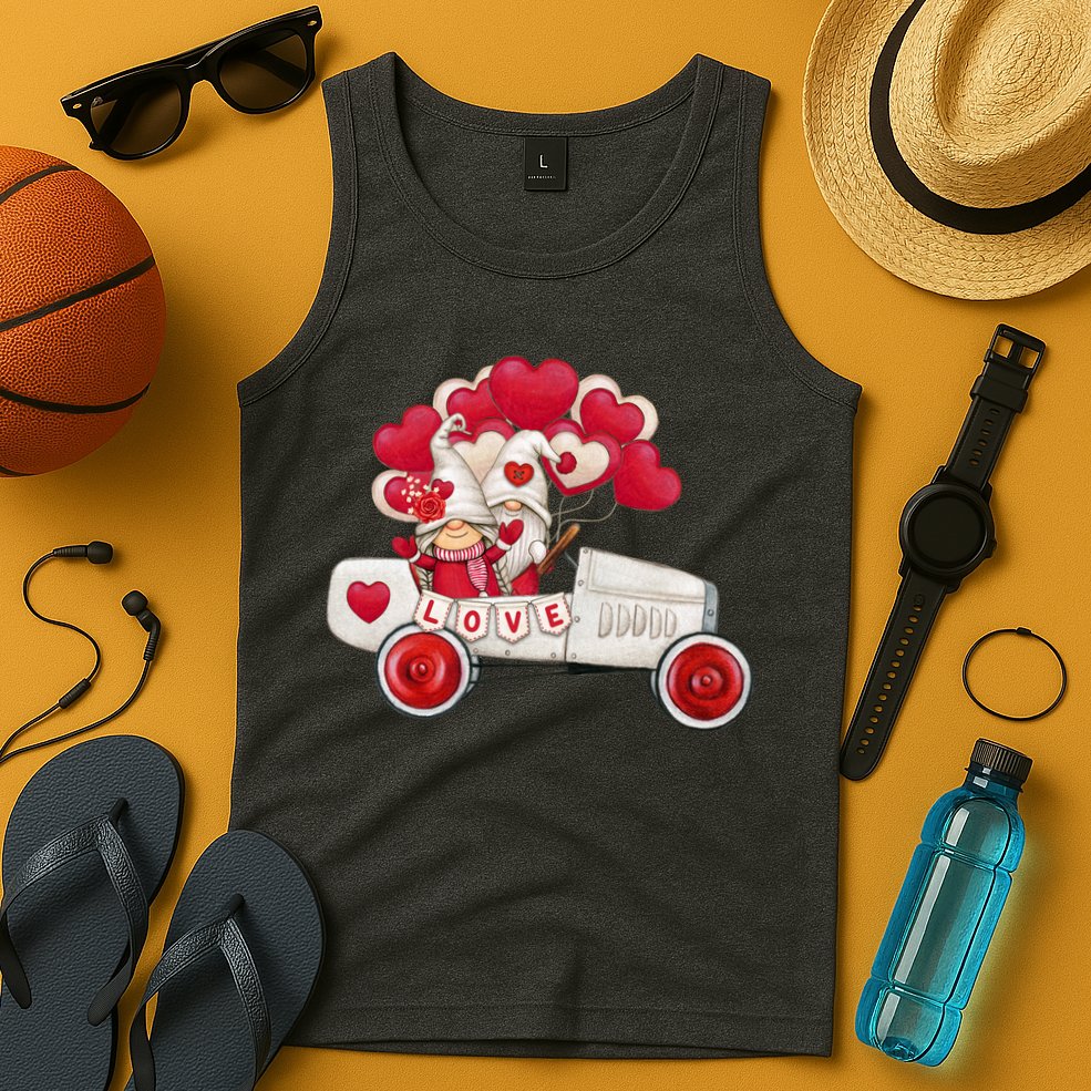 Love Gnome Valentines Day Heart Tank Top